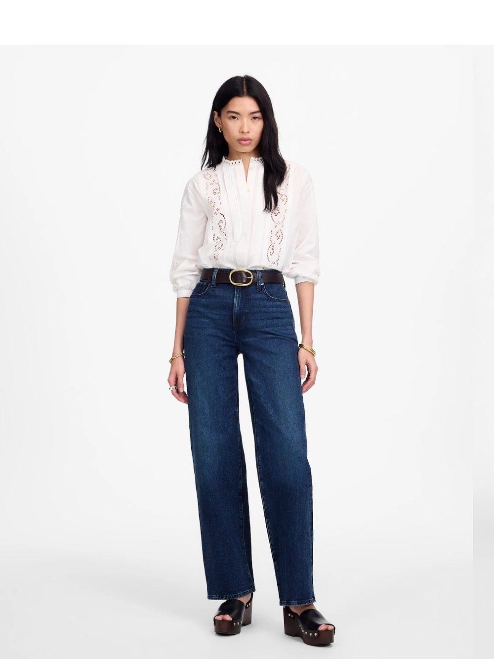 Madewell Dark Blue High-Rise Wide-Leg Jeans